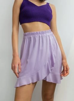 Φούστα μίνι με βολάν NAIBA 29-018M - Λιλά