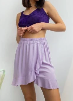 Φούστα μίνι με βολάν NAIBA 29-018M - Λιλά -Κατάστημα TheFashionProject mini fousta me volan 29 018m 92473 edkg