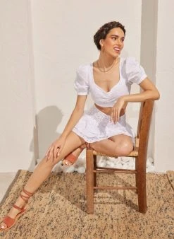 The Fashion Project Φούστα μίνι με διάτρητο σχέδιο - Λευκό -Κατάστημα TheFashionProject mini fousta me volan 92797 6ah8