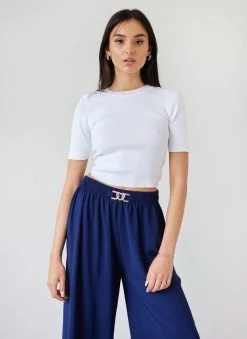 The Fashion Project Μπλούζα Cropped με λεπτή πλέξη - Λευκό