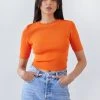 The Fashion Project Μπλούζα Cropped με λεπτή πλέξη - Πορτοκαλί -Κατάστημα TheFashionProject mplouza cropped me lepti pleksi 112027 wcz2