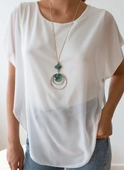 The Fashion Project Μπλούζα διαφάνεια με κολιέ - Λευκό -Κατάστημα TheFashionProject mplouza diafaneia me kolie 106006 g1v4