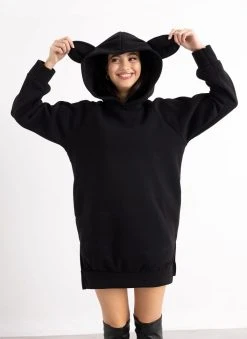 The Fashion Project Φούτερ με αυτάκια στη κουκούλα - Μαύρο -Κατάστημα TheFashionProject mplouza fouter me koukoula 109767 1shk