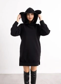The Fashion Project Φούτερ με αυτάκια στη κουκούλα - Μαύρο -Κατάστημα TheFashionProject mplouza fouter me koukoula 109767 okki