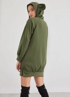 The Fashion Project Φούτερ με αυτάκια στη κουκούλα - Χακί -Κατάστημα TheFashionProject mplouza fouter me koukoula 109768 rtx9