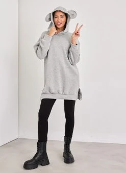 The Fashion Project Φούτερ με αυτάκια στη κουκούλα - Γκρι -Κατάστημα TheFashionProject mplouza fouter me koukoula 109769 g6jf