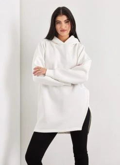 Noobass Φούτερ Oversized με κουκούλα - Λευκό