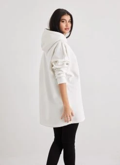 Noobass Φούτερ Oversized με κουκούλα - Λευκό -Κατάστημα TheFashionProject mplouza fouter oversized me anoigma 109824 zkkm