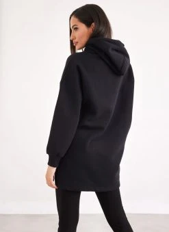 Noobass Φούτερ Oversized με κουκούλα - Μαύρο -Κατάστημα TheFashionProject mplouza fouter oversized me anoigma 109825 s9o1