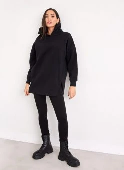 Noobass Φούτερ Oversized με κουκούλα - Μαύρο -Κατάστημα TheFashionProject mplouza fouter oversized me anoigma 109825 umw7