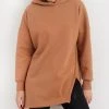 Noobass Φούτερ Oversized με κουκούλα - Caramel -Κατάστημα TheFashionProject mplouza fouter oversized me anoigma 109826 u0rn