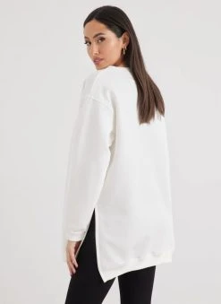 Noobass Φούτερ Oversized με ανοίγματα - Λευκό -Κατάστημα TheFashionProject mplouza fouter oversized me anoigmata 109833 4c61