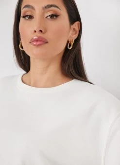 Noobass Φούτερ Oversized με ανοίγματα - Λευκό -Κατάστημα TheFashionProject mplouza fouter oversized me anoigmata 109833 szyt