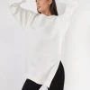 Noobass Φούτερ Oversized με ανοίγματα - Λευκό -Κατάστημα TheFashionProject mplouza fouter oversized me anoigmata 109833 yvru