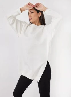 Noobass Φούτερ Oversized με ανοίγματα - Λευκό