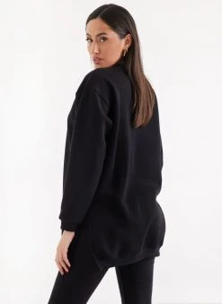 Noobass Φούτερ Oversized με ανοίγματα - Μαύρο -Κατάστημα TheFashionProject mplouza fouter oversized me anoigmata 109834 rx10