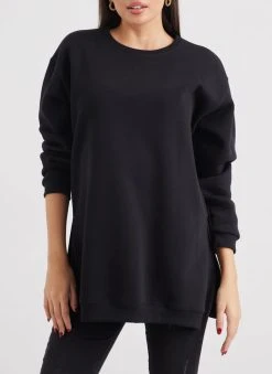 Noobass Φούτερ Oversized με ανοίγματα - Μαύρο -Κατάστημα TheFashionProject mplouza fouter oversized me anoigmata 109834 v0rw