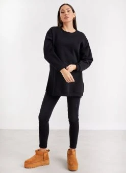 Noobass Φούτερ Oversized με ανοίγματα - Μαύρο -Κατάστημα TheFashionProject mplouza fouter oversized me anoigmata 109834 vtta