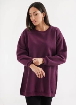 Noobass Φούτερ Oversized με ανοίγματα - Μωβ -Κατάστημα TheFashionProject mplouza fouter oversized me anoigmata 109835 mb7v