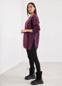 Noobass Φούτερ Oversized με ανοίγματα - Μωβ -Κατάστημα TheFashionProject mplouza fouter oversized me anoigmata 109835 on4k