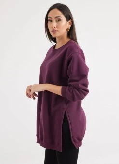 Noobass Φούτερ Oversized με ανοίγματα - Μωβ -Κατάστημα TheFashionProject mplouza fouter oversized me anoigmata 109835 va75