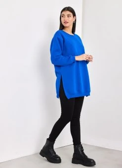 Noobass Φούτερ Oversized με ανοίγματα - Μπλε 12 Noobass Φούτερ Oversized με ανοίγματα - Μπλε -Κατάστημα TheFashionProject mplouza fouter oversized me anoigmata 109836 7fip