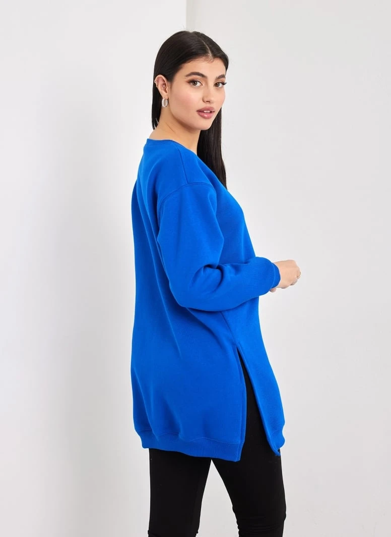 Noobass Φούτερ Oversized με ανοίγματα - Μπλε 8 Noobass Φούτερ Oversized με ανοίγματα - Μπλε - Image 6