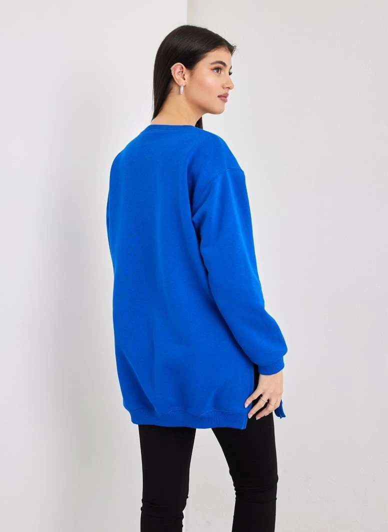 Noobass Φούτερ Oversized με ανοίγματα - Μπλε 6 Noobass Φούτερ Oversized με ανοίγματα - Μπλε - Image 4