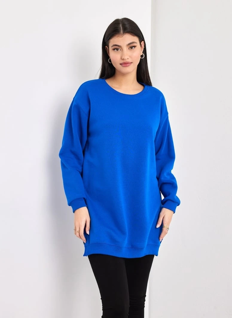 Noobass Φούτερ Oversized με ανοίγματα - Μπλε 4 Noobass Φούτερ Oversized με ανοίγματα - Μπλε - Image 2