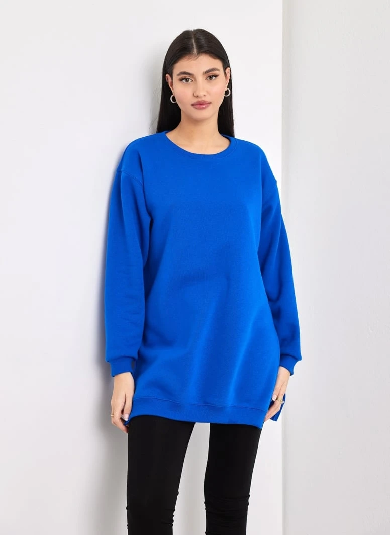 Noobass Φούτερ Oversized με ανοίγματα - Μπλε 5 Noobass Φούτερ Oversized με ανοίγματα - Μπλε - Image 3