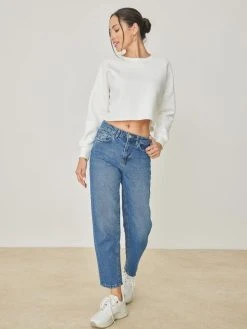 Noobass Φούτερ σε Cropped γραμμή - Λευκό 11 Noobass Φούτερ σε Cropped γραμμή - Λευκό -Κατάστημα TheFashionProject mplouza fouter se cropped grammi 100989 bi1i