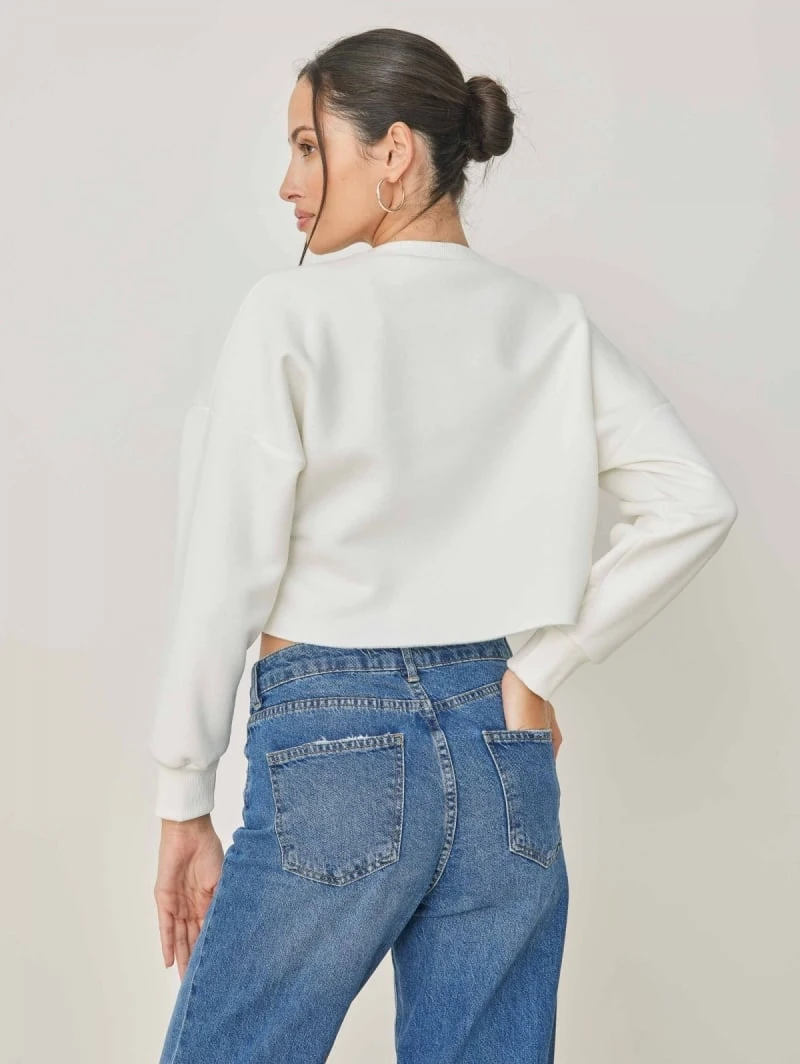 Noobass Φούτερ σε Cropped γραμμή - Λευκό 5 Noobass Φούτερ σε Cropped γραμμή - Λευκό - Image 3