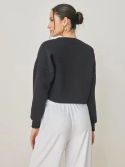 Noobass Φούτερ σε Cropped γραμμή - Μαύρο -Κατάστημα TheFashionProject mplouza fouter se cropped grammi 100990 9ny6