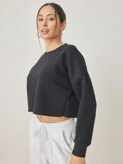 Noobass Φούτερ σε Cropped γραμμή - Μαύρο -Κατάστημα TheFashionProject mplouza fouter se cropped grammi 100990 ckb0