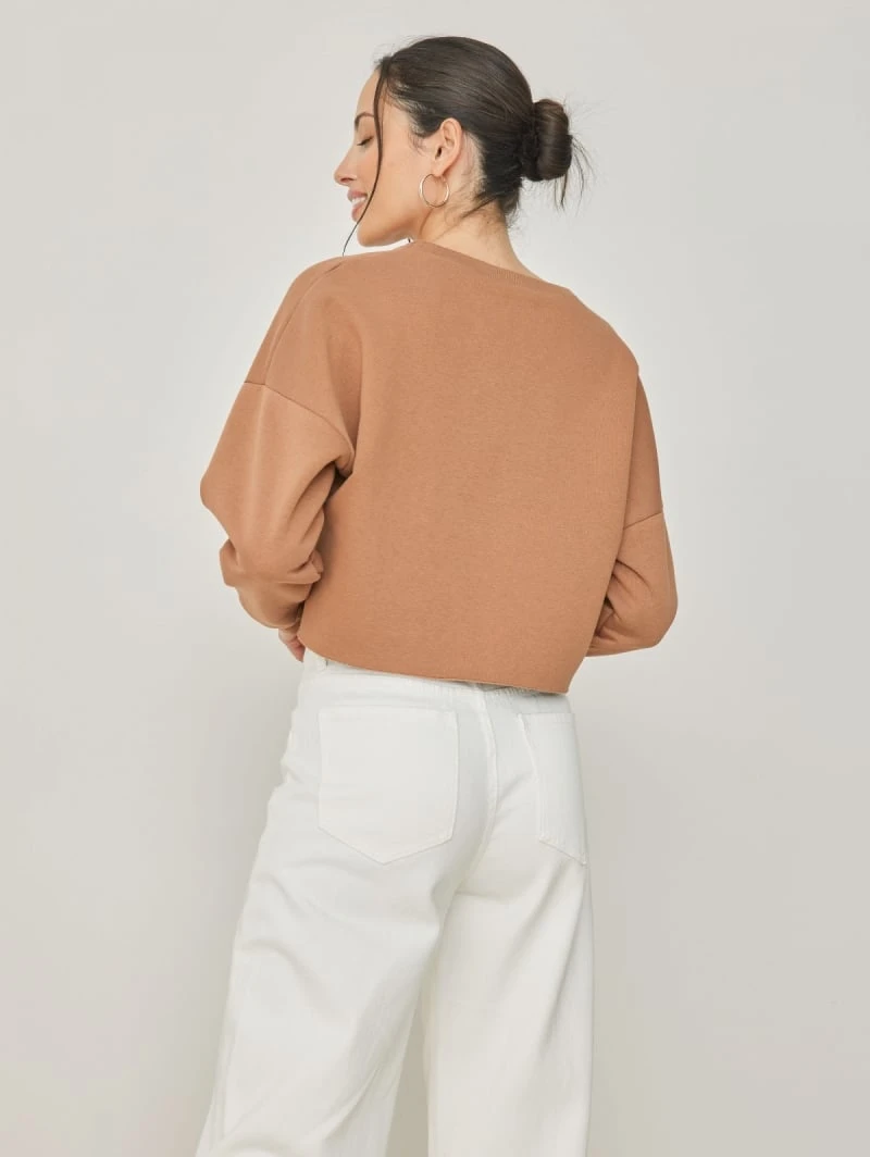 Noobass Φούτερ σε Cropped γραμμή - Caramel 6 Noobass Φούτερ σε Cropped γραμμή - Caramel - Image 4