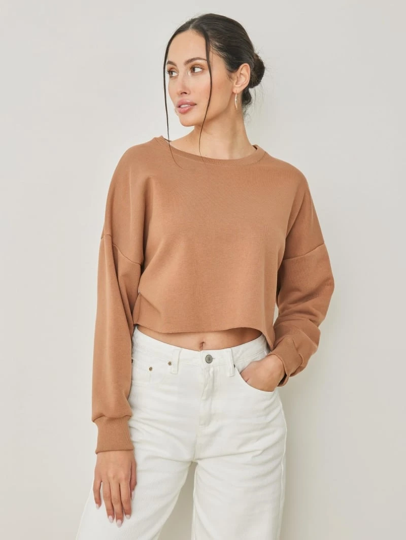 Noobass Φούτερ σε Cropped γραμμή - Caramel 5 Noobass Φούτερ σε Cropped γραμμή - Caramel - Image 3