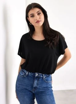 The Fashion Project Μπλούζα Lurex με ανοιχτή λαιμόκοψη - Μαύρο