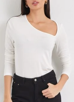 Noobass Μπλούζα με ασύμμετρη λαιμόκοψη - Λευκό