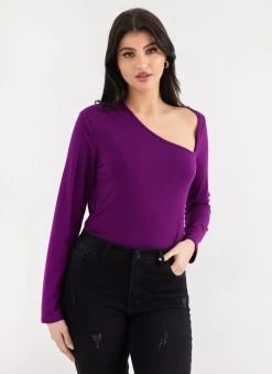 Noobass Μπλούζα με ασύμμετρη λαιμόκοψη - Μωβ