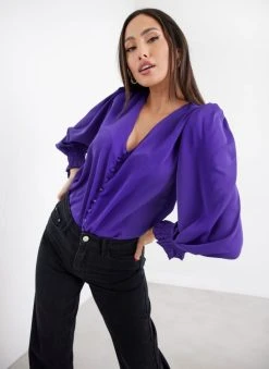 The Fashion Project Μπλούζα με εφέ κουμπιά - Μωβ -Κατάστημα TheFashionProject mplouza me efe koumpia 108304 kyvk