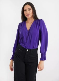 The Fashion Project Μπλούζα με εφέ κουμπιά - Μωβ -Κατάστημα TheFashionProject mplouza me efe koumpia 108304 t349