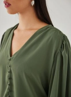 The Fashion Project Μπλούζα με εφέ κουμπιά - Χακί -Κατάστημα TheFashionProject mplouza me efe koumpia 108305 m4vk