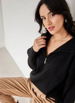 The Fashion Project Φούτερ με φερμουάρ - Μαύρο -Κατάστημα TheFashionProject mplouza me fermouar 107503 3a8z