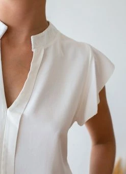 The Fashion Project Μπλούζα με μάο γιακά - Λευκό -Κατάστημα TheFashionProject mplouza me mao giaka 106318 sijd