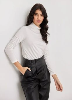 Noobass Μπλούζα με ψηλό γιακά - Λευκό