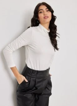 Noobass Μπλούζα με ψηλό γιακά - Λευκό -Κατάστημα TheFashionProject mplouza me psilo giaka 109816 yabi