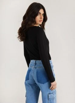 Noobass Μπλούζα με στρογγυλή λαιμόκοψη - Μαύρο 10 Noobass Μπλούζα με στρογγυλή λαιμόκοψη - Μαύρο -Κατάστημα TheFashionProject mplouza me strogguli laimokopsi 111121 4xl5