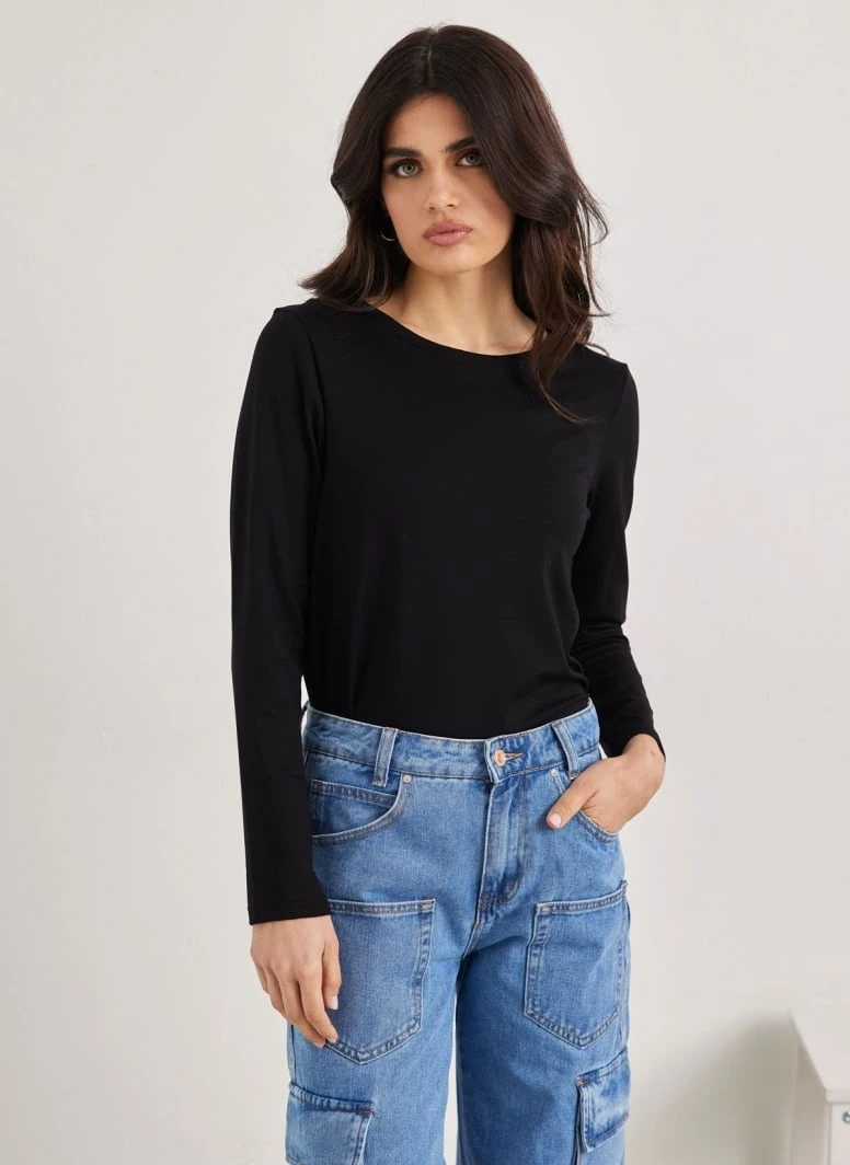 Noobass Μπλούζα με στρογγυλή λαιμόκοψη - Μαύρο 4 Noobass Μπλούζα με στρογγυλή λαιμόκοψη - Μαύρο - Image 2