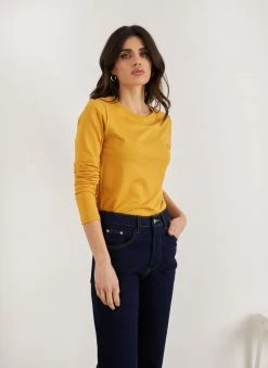 Noobass Μπλούζα με στρογγυλή λαιμόκοψη - Μουσταρδί -Κατάστημα TheFashionProject mplouza me strogguli laimokopsi 111122 hky0