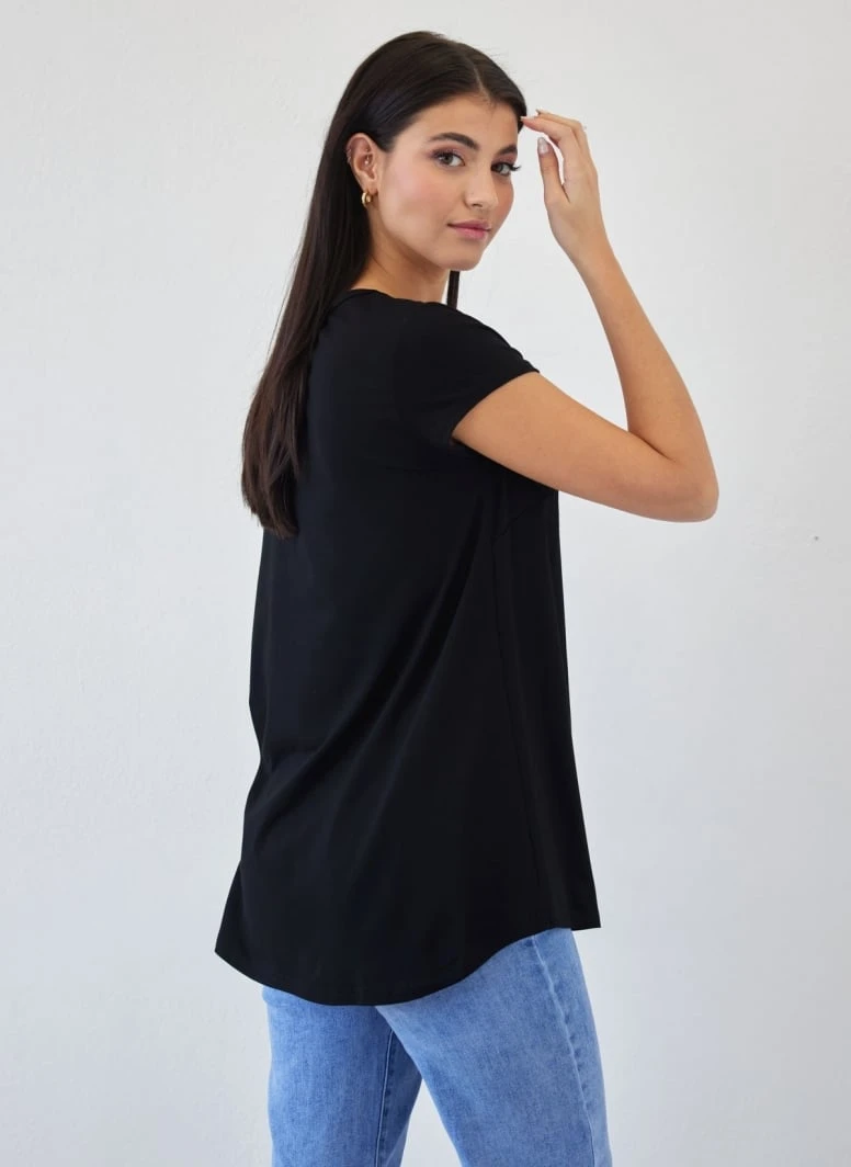Noobass Μπλούζα με V Cut λαιμόκοψη - Μαύρο 5 Noobass Μπλούζα με V Cut λαιμόκοψη - Μαύρο - Image 3